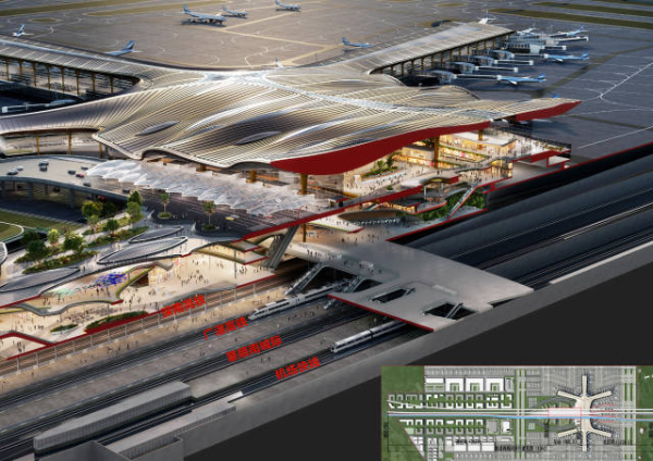 機(jī)場立體交通效果圖。